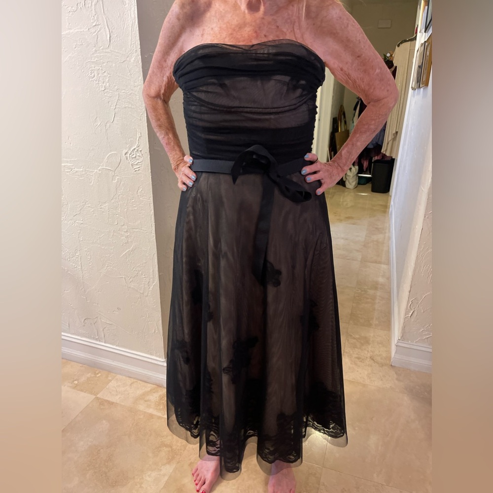 BCBG Black strapless cocktail dress